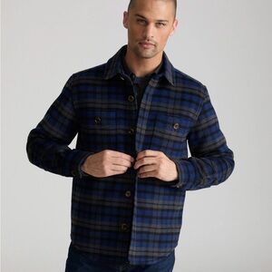 UNTUCKit Men's Navy and Black Checkered CPO Jacket